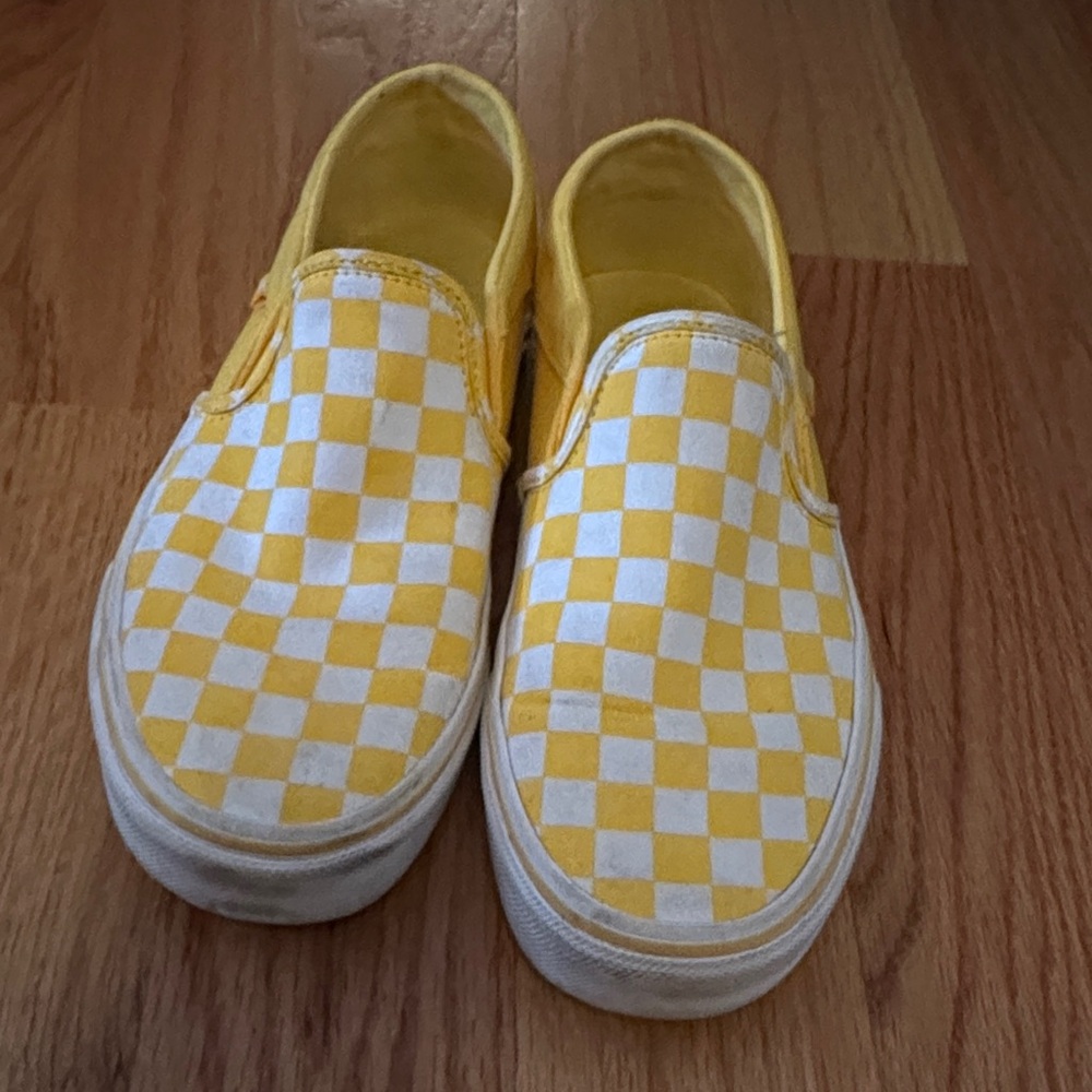 Vans Yellow and White Checkered Sneakers